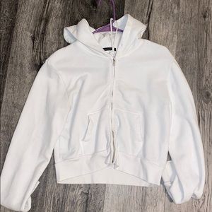 brandy melville cropped white hoodie